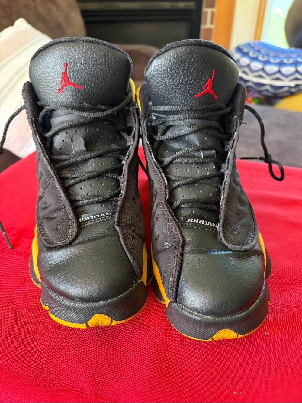 Jordan Kids Black and Yellow Basketball Sneakers